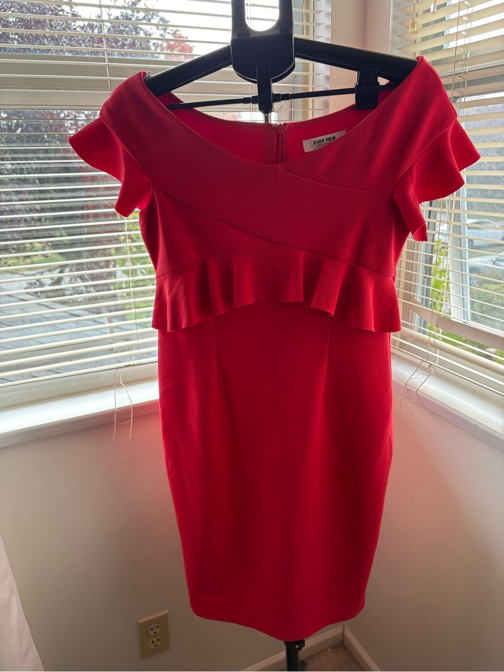 Ever New Off-Shoulder Red Ruffle Midi Dress - Picture 2 of 4